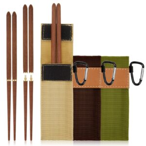 3 pieces rosewood foldable wood chopsticks portable outdoor utensils reusable travel chopsticks collapsible chopsticks with 3 pieces carrying pouch