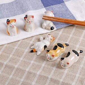 Porcelain Knife Rests Chopstick Rest set, Cat Chopsticks Rest Dinner Spoon Stand Knife Fork Holder, Delightful Cat Shaped Chopsticks Holder - Ideal gift for Mother's Day, Christmas