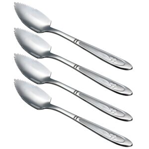 hazoulen grapefruit spoons, stainless steel, 6-2/5-inch, set of 4 (clover)