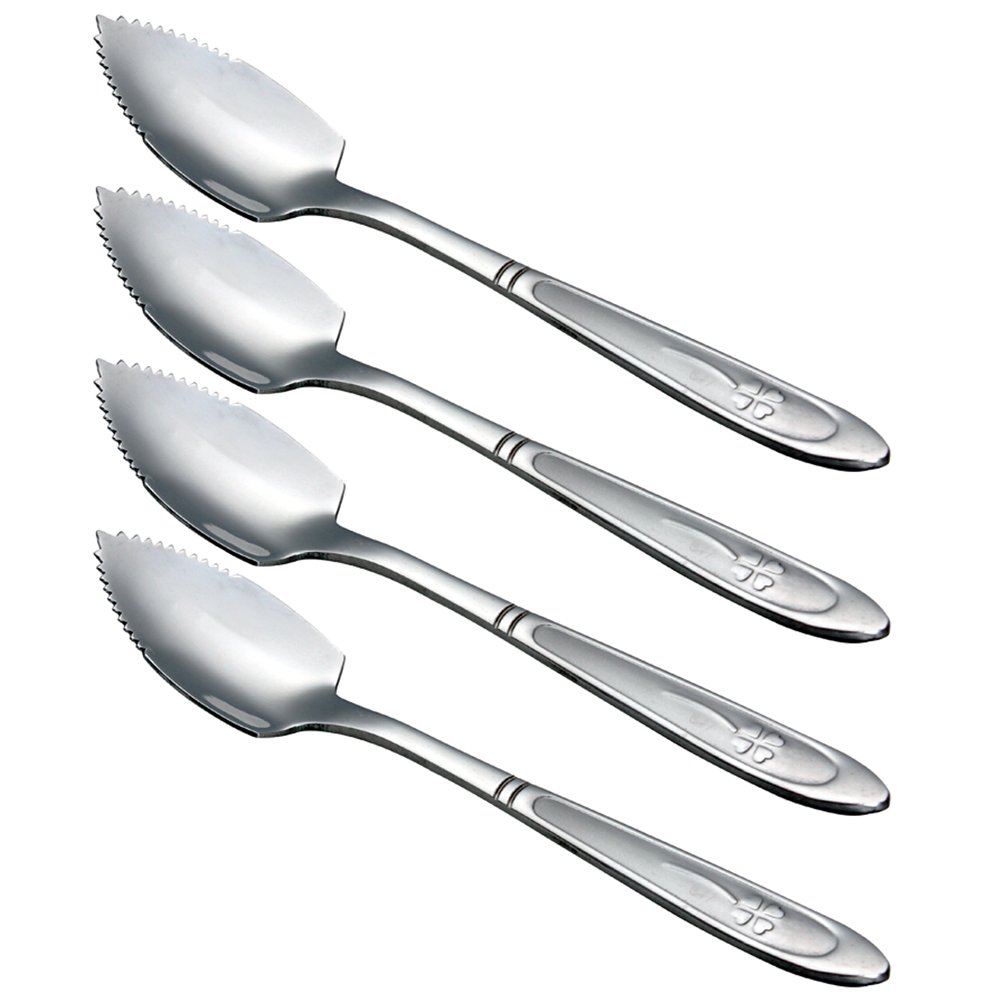 HAZOULEN Grapefruit Spoons, Stainless Steel, 6-2/5-Inch, Set of 4 (Clover)