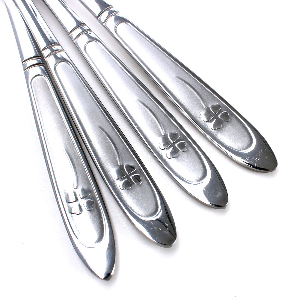 HAZOULEN Grapefruit Spoons, Stainless Steel, 6-2/5-Inch, Set of 4 (Clover)