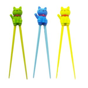 Carykon Cute Tableware Learning Training Helper Chopsticks for Kid Beginner Adult (3pcs, Lucky cat)