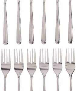 Winco 12-Piece Dominion Salad Fork Set, 18-0 Stainless Steel, Silver