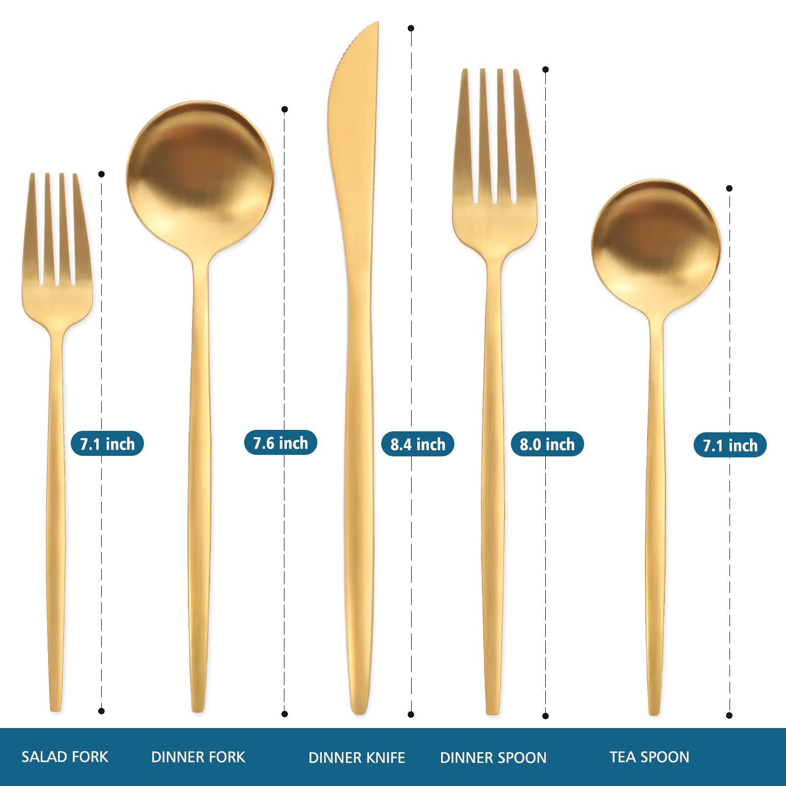 OPOLIA 30-Piece Matte Gold Silverware Set for 6, Stainless Steel Flatware Cutlery Set, For Home Kitchen Restaurant Hotel, Dishwasher Safe