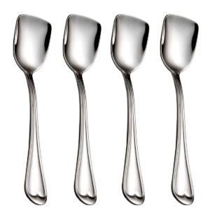 dessert spoons, square head spoons, 18/10 stainless steel spoon set of 4,ice cream spoons, stirring spoon for tea, dessert, sugar