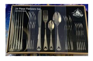 disney parks mickey mouse icon silhouette 24 pcs satin finish silverware flatware set