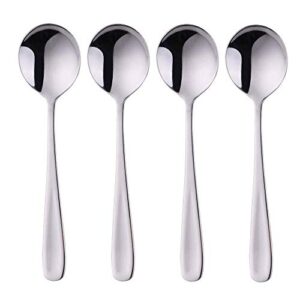7-inch soup spoons, baikai bouillon spoon,18/10 stainless steel finished table dinner spoons set of 4 (silver)