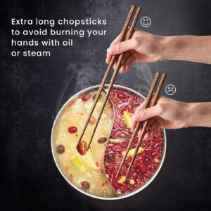 Muso Wood Extra Long Cooking Chopsticks 16.5" Reusable Wenge Wooden Chop Sticks - Japanese Classic Style Chopsticks Kitchen 2 Pairs