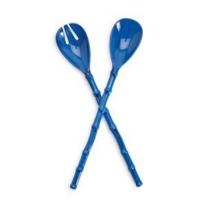 two's company set of 2 blue bamboo touch accent salad servers.