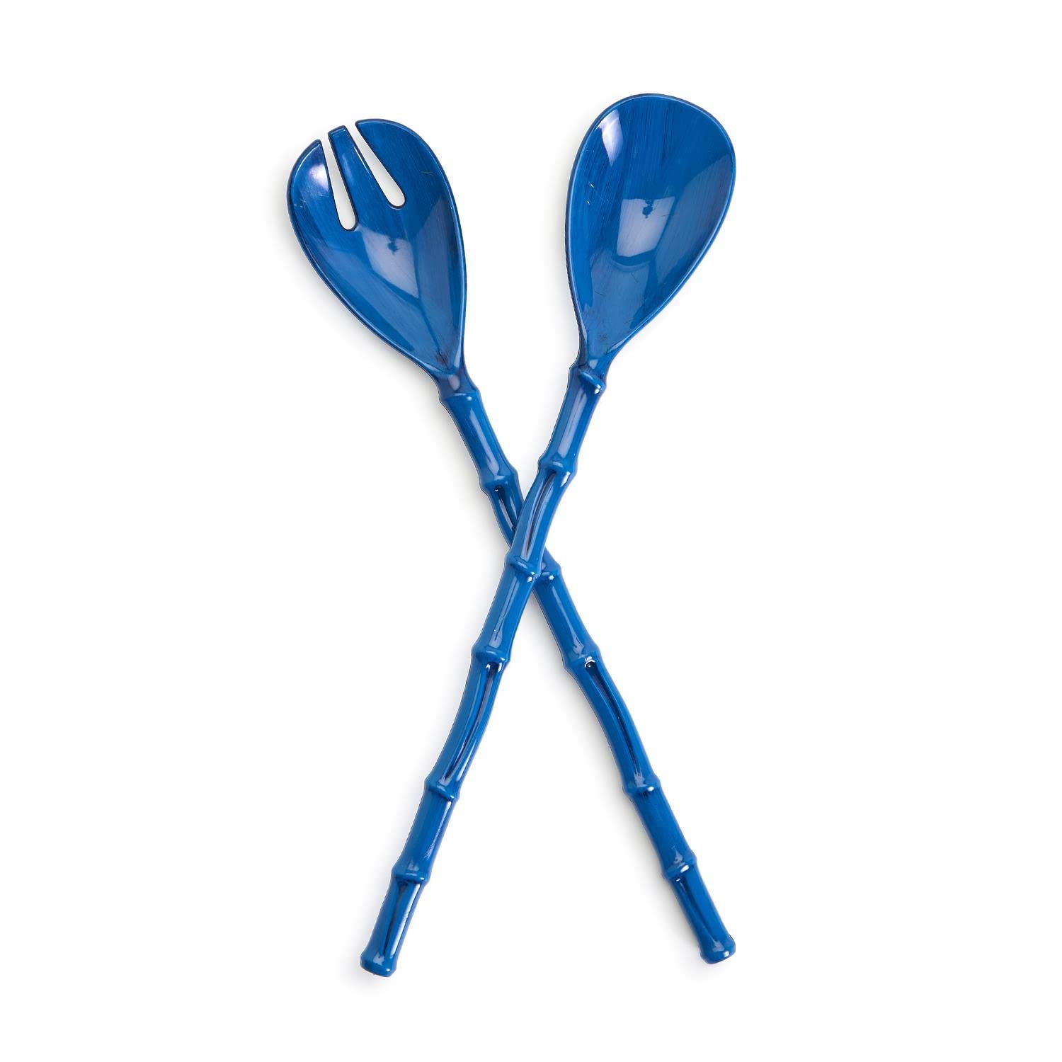 Two's Company Set of 2 Blue Bamboo Touch Accent Salad Servers.