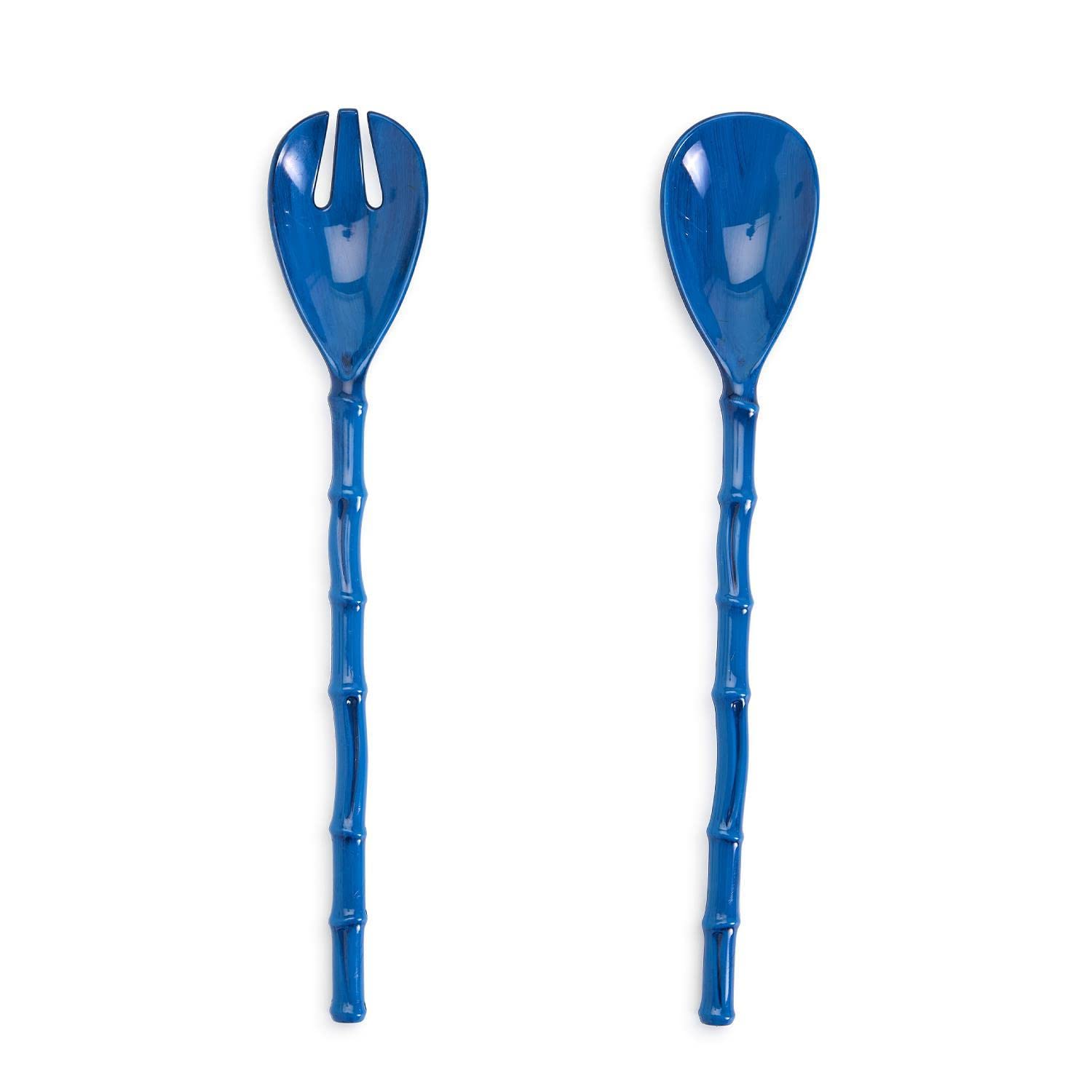 Two's Company Set of 2 Blue Bamboo Touch Accent Salad Servers.