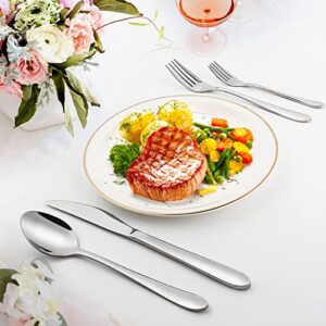 48-Piece Silverware Set with Steak Knives for 8,Stainless Steel Flatware Cutlery Tableware Set, Kitchen Utensils Set Include Fork Knife Spoon, Mirror Polished Dishwasher Safe