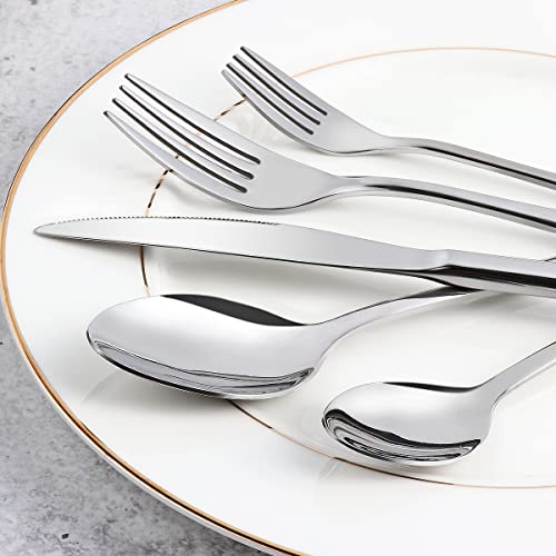 48-Piece Silverware Set with Steak Knives for 8,Stainless Steel Flatware Cutlery Tableware Set, Kitchen Utensils Set Include Fork Knife Spoon, Mirror Polished Dishwasher Safe