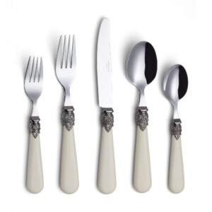 annova flatware 20 pieces set/stainless steel vintage silverware/cutlery, dinner knife/dinner fork/salad fork/dinner spoon/dessert spoon, mirror polished, service for 4 - ivory/cream