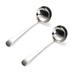 hooye 7.6'' gravy ladle sauce soup spoon heavy duty 18/10 stainless steel for small dishes (2 pcs)