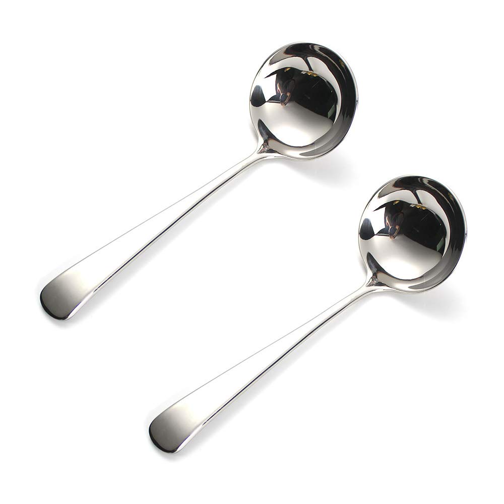 HOOYE 7.6'' Gravy Ladle Sauce Soup Spoon Heavy Duty 18/10 Stainless Steel for Small Dishes (2 pcs)