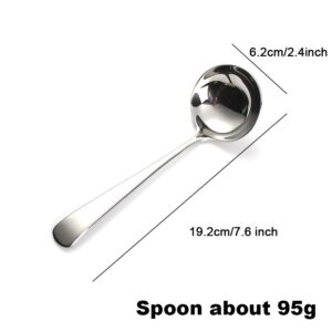 HOOYE 7.6'' Gravy Ladle Sauce Soup Spoon Heavy Duty 18/10 Stainless Steel for Small Dishes (2 pcs)