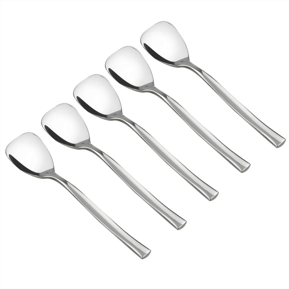 Idomy Set of 12 Stainless Steel Dessert Ice Cream Spoons, 5.51-INCH