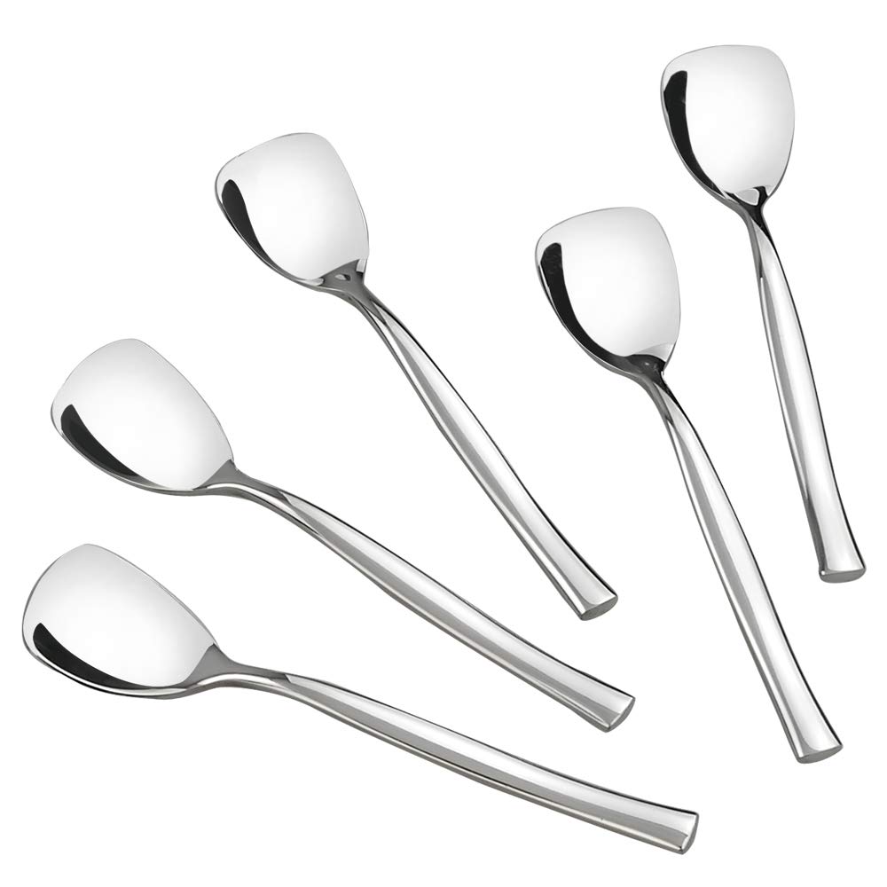 Idomy Set of 12 Stainless Steel Dessert Ice Cream Spoons, 5.51-INCH