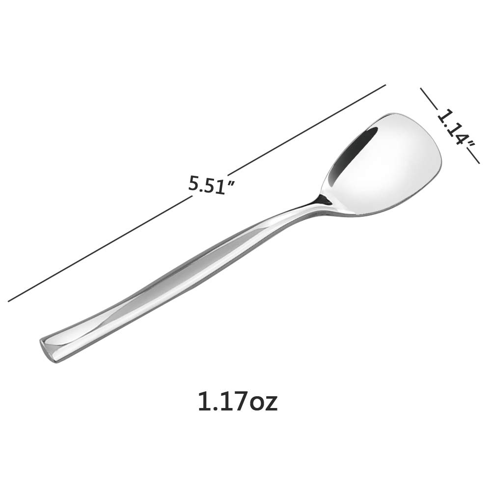 Idomy Set of 12 Stainless Steel Dessert Ice Cream Spoons, 5.51-INCH