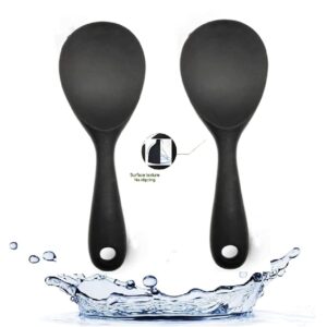 armrouns silicone rice paddle spoon 2pcs, non stick heat resistant kitchen works for rice,mashed potato. (casual black)