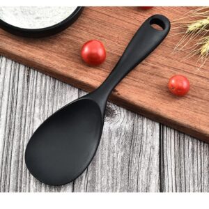 Armrouns Silicone Rice Paddle Spoon 2PCS, Non Stick Heat Resistant Kitchen Works for Rice,Mashed Potato. (Casual Black)