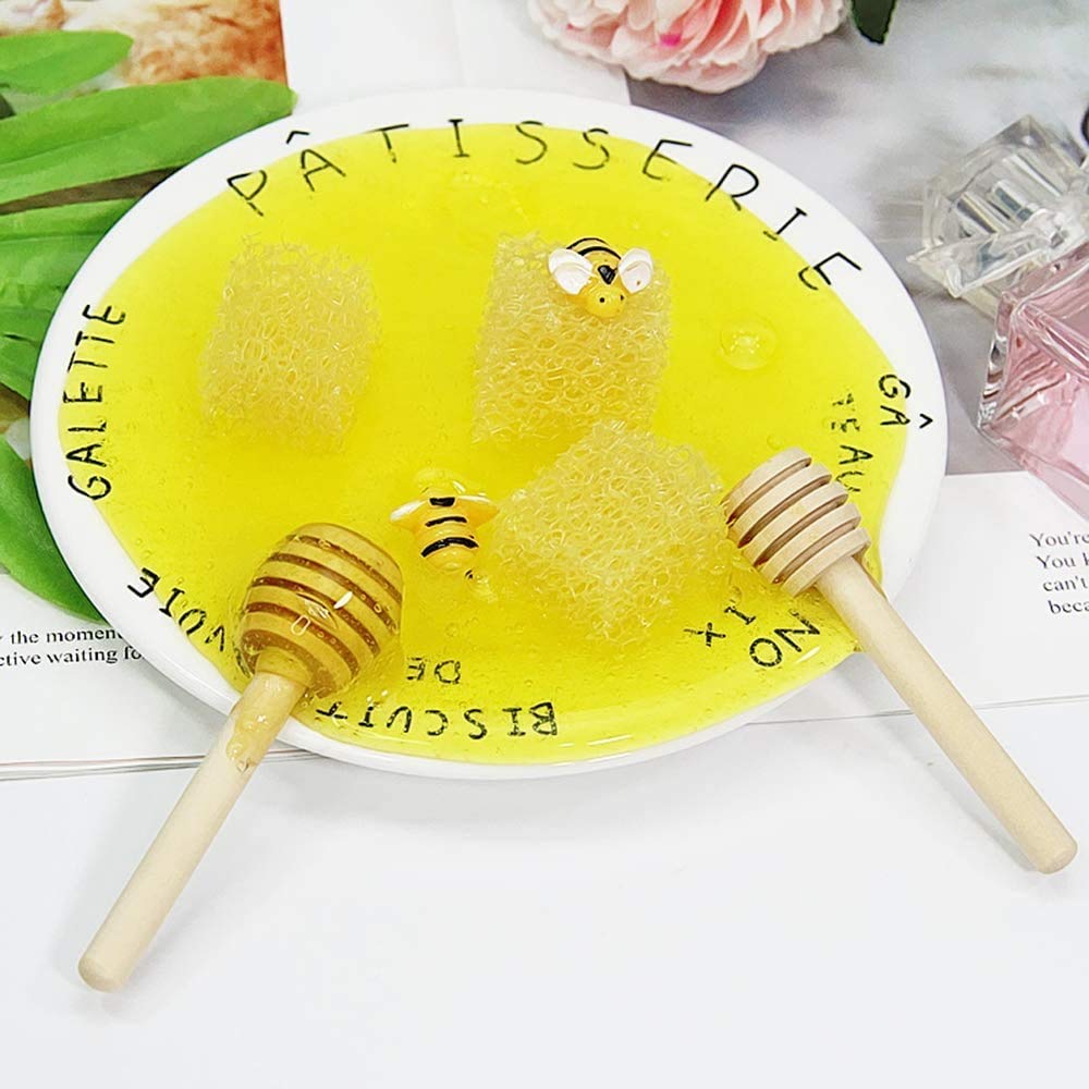 Lawei 100 Pack Mini Wooden Honey Dipper Sticks - 3 Inch Honey Dippers Server for Honey Dispense Drizzle Honey and Wedding Party Favors