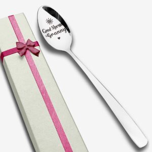 Good Morning Granny Spoon Engraved Stainless Steel Funny, Nana Gifts from Grandchildren, Best Teaspoon Coffee Spoon Gifts for Grandma Mom Birthday Mother's Day Christmas