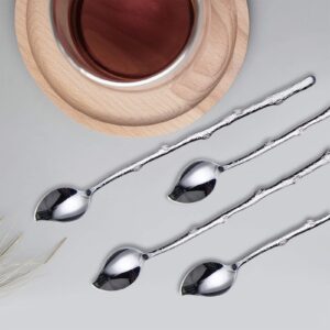 HISSF Long Handle Spoons, Iced Tea Spoons, 18/10 Stainless Steel Stirring Spoons, 4pcs Leaf Spoons, 8.66-inches