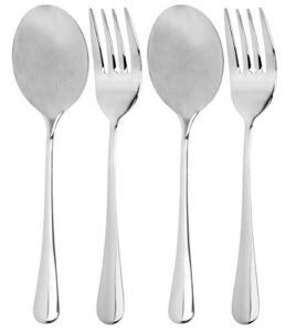 cornucopia serving spoons & large serving forks set (4 pack, 2 of each); buffet & banquet style elegant classic serving utensils