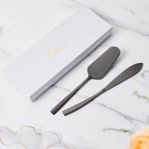 AW BRIDAL Black Wedding Knife and Cake Server Set, Cake Cutting Set for Wedding Pie Cutter Bridal Shower Anniversary Engagement Gifts for Couples