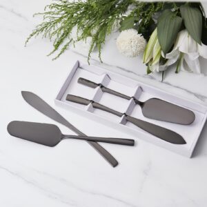 AW BRIDAL Black Wedding Knife and Cake Server Set, Cake Cutting Set for Wedding Pie Cutter Bridal Shower Anniversary Engagement Gifts for Couples