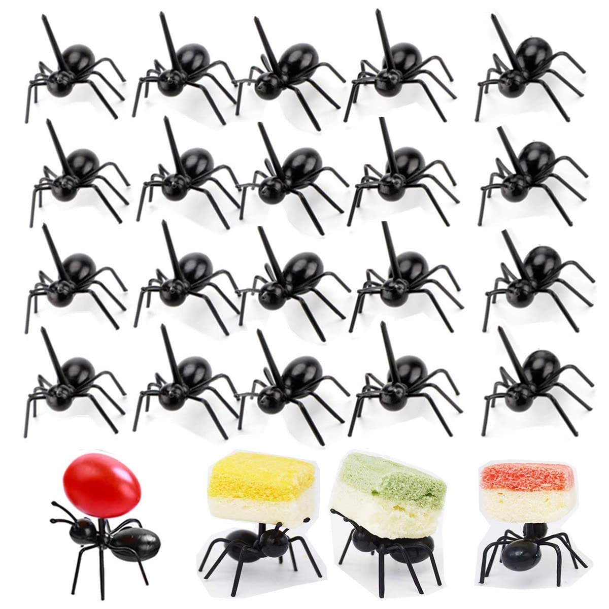 2 Dozen Reusable Ant Food Pick, Fruit Toothpicks Dessert Fork Cocktail Picks (24Pcs)-Animal Appetizer Forks for Snack Cake Dessert, For Kids& Party Accessories