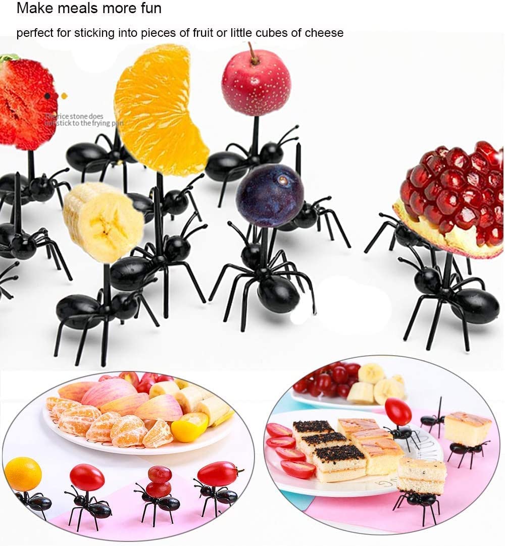 2 Dozen Reusable Ant Food Pick, Fruit Toothpicks Dessert Fork Cocktail Picks (24Pcs)-Animal Appetizer Forks for Snack Cake Dessert, For Kids& Party Accessories