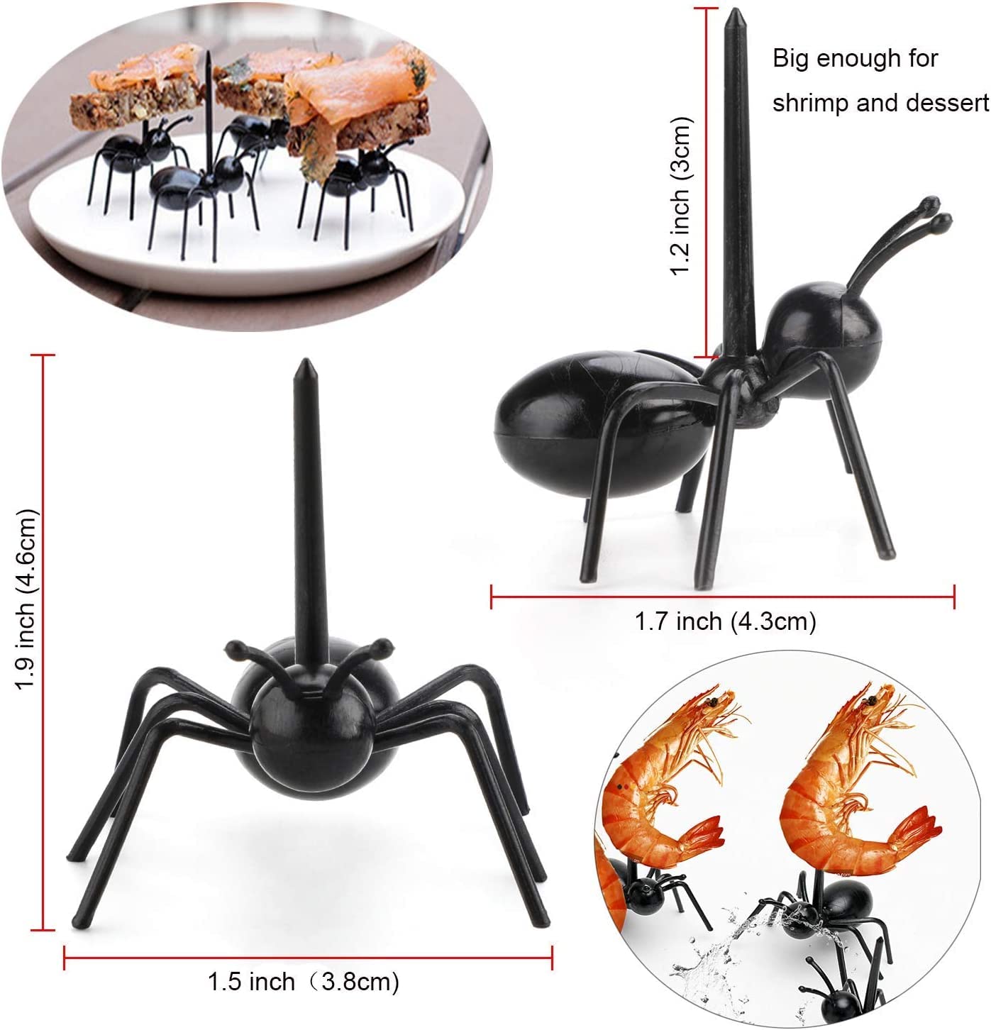 2 Dozen Reusable Ant Food Pick, Fruit Toothpicks Dessert Fork Cocktail Picks (24Pcs)-Animal Appetizer Forks for Snack Cake Dessert, For Kids& Party Accessories