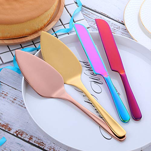 BISDA Wedding Cake Knife Server Set, 304 Stainless Steel Spatula Baking Tool Cake Shovel Butter Knives For Pie/Pizza/Cheese (Rose Gold)