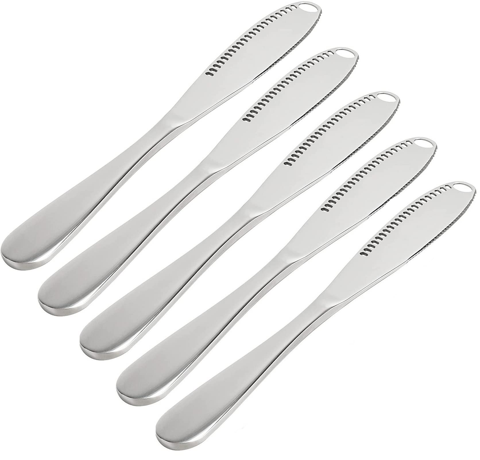 Lazooy 5 Pack Butter Spreader Knife with Holes Butter Knives & Picks Stainless-Steel Butterknives Silverware Table Dinner Knifes for Cold Butter Dessert Meat