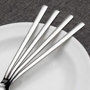 Soup spoons, Korean stainless steel round long spoon (6, Stainless Steel)