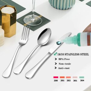 LIANYU Silverware 18/10 Stainless Steel, 18/10 Flatware Cutlery Set Service for 8, 40-Piece Eating Utensils Tableware Set for Restaurant Wedding, Dishwasher Safe, Mirror Polished