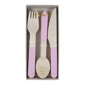 meri meri pink wooden cutlery set