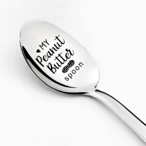 ptzizi funny my peanut butter spoon engraved stainless steel dessert spoon, peanut butter coffee dessert cake lovers for women men friends birthday thanksgiving christmas gifts