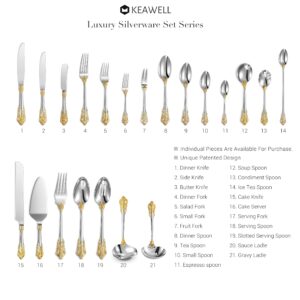 KEAWELL Luxury 6.3" Teaspoons, 18/10 Stainless Steel, Gorgeous Small Spoons, Stirring, Mixing, Sugar, Cake, Dessert Spoons, Mini Antipasto spoons (Gold Accent)