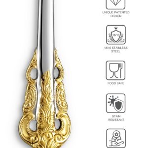 KEAWELL Luxury 6.3" Teaspoons, 18/10 Stainless Steel, Gorgeous Small Spoons, Stirring, Mixing, Sugar, Cake, Dessert Spoons, Mini Antipasto spoons (Gold Accent)