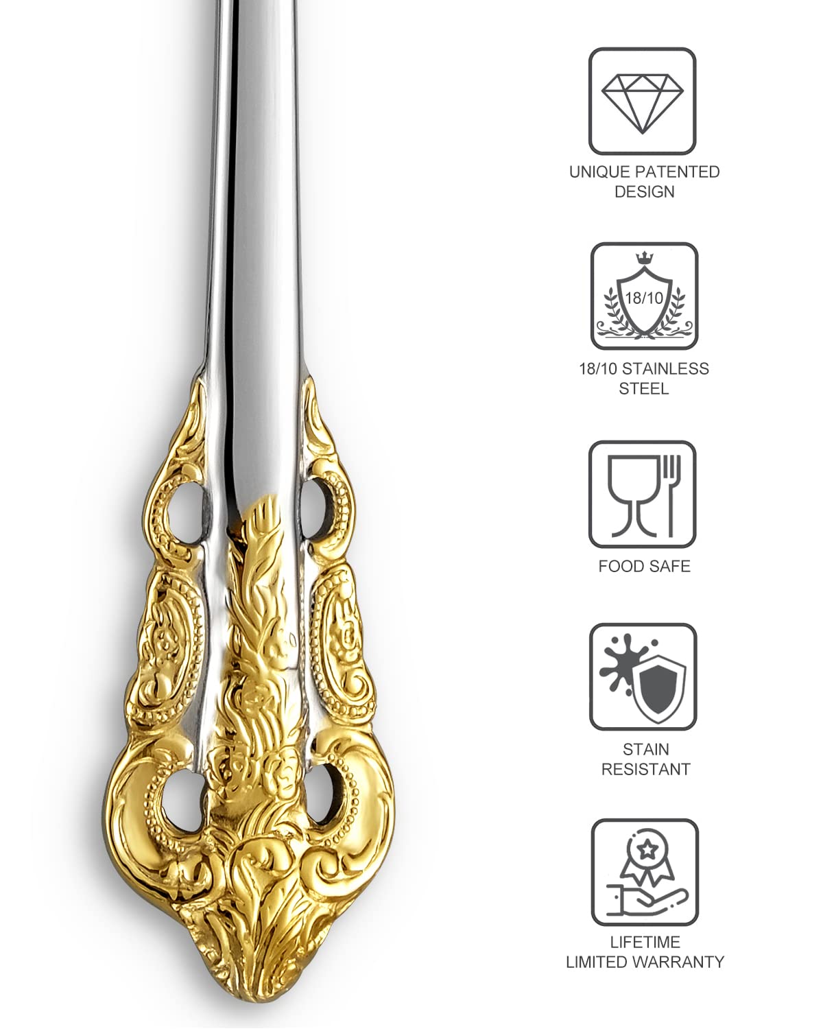 KEAWELL Luxury 6.3" Teaspoons, 18/10 Stainless Steel, Gorgeous Small Spoons, Stirring, Mixing, Sugar, Cake, Dessert Spoons, Mini Antipasto spoons (Gold Accent)