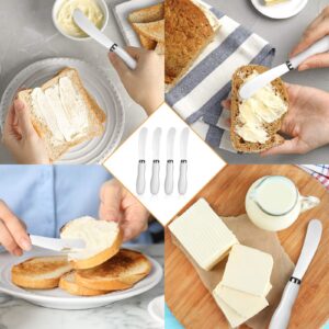 Cheese Spreader Cheese Butter Knife Stainless Steel Spreader Knife with White Porcelain Handles Multipurpose Cheese Butter Spreader Knives for Kitchen Use 5.74 Inch (4)