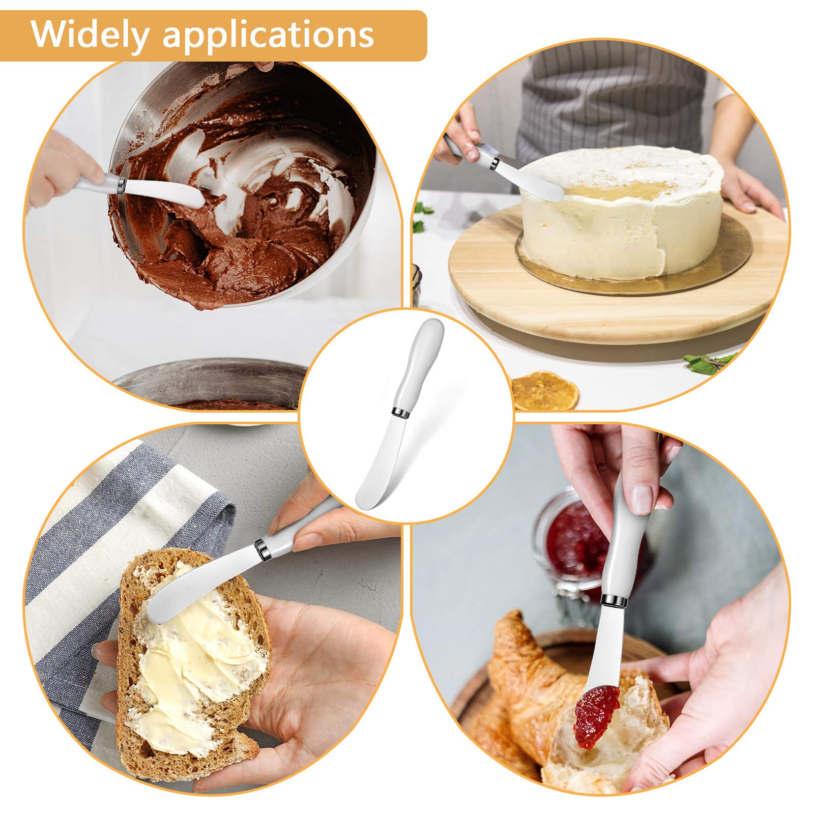 Cheese Spreader Cheese Butter Knife Stainless Steel Spreader Knife with White Porcelain Handles Multipurpose Cheese Butter Spreader Knives for Kitchen Use 5.74 Inch (4)