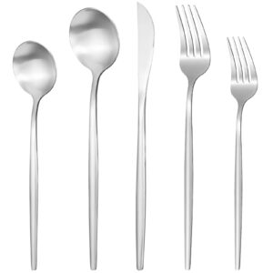 silverware set for 8, 40 piece flatware set, cutlery tableware set include spoons and forks set, stainless steel utensil set, matte polished finish, dishwasher safe