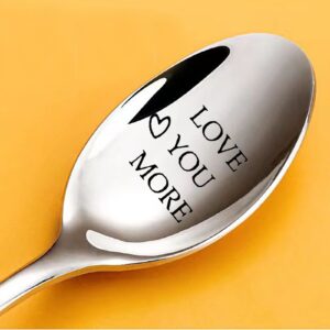 jowmoy love you more - anniversary birthday gifts for couple, christmas gifts, personalized coffee spoon 1 pcs silvery