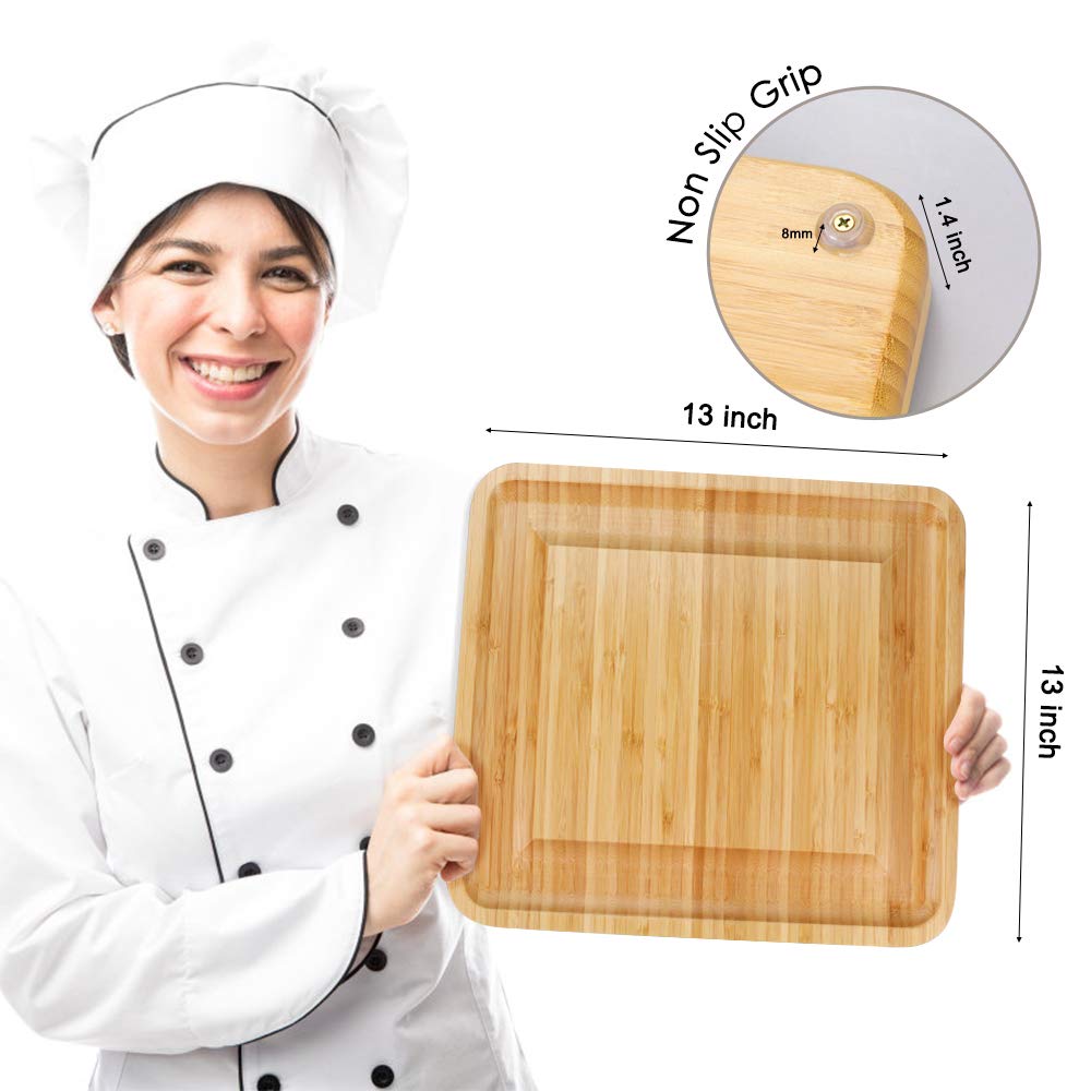 Mosskic Cheese Board and Knife Set,Bamboo Charcuterie Boards Platter Serving Tray for Housewarming Party Birthday Wedding Gifts