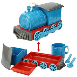 kidsfunwares chew-chew train kids dinnerware set with utensils, blue